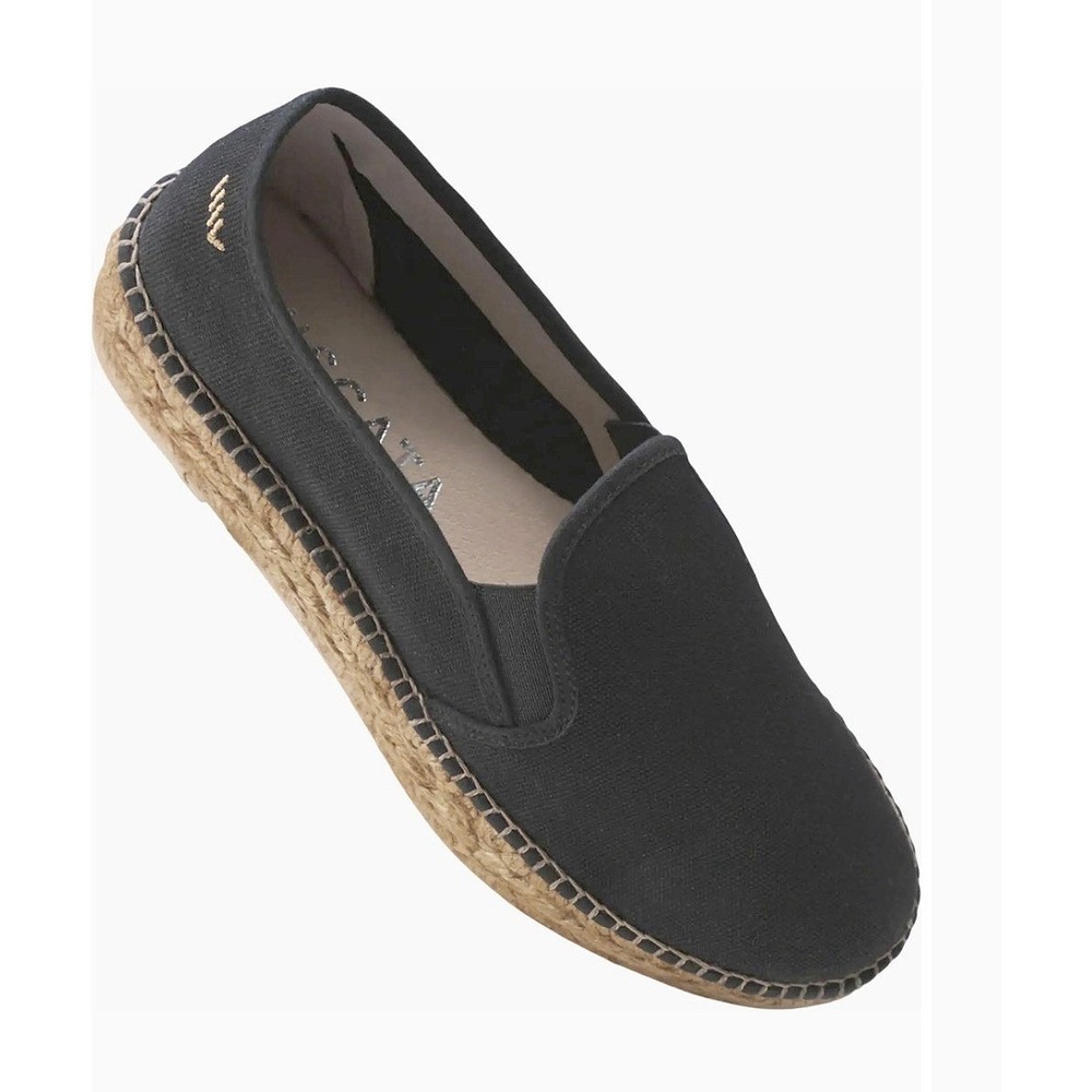 Viscata Barcelona Women Black Canvas Platform Espadrille Slip On Shoes